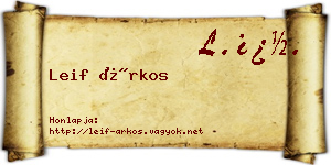 Leif Árkos névjegykártya
